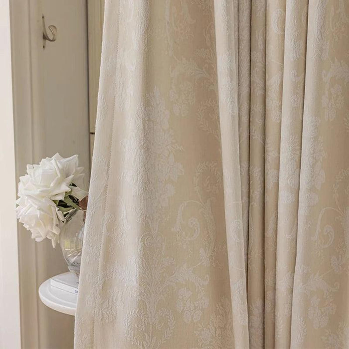 Elegant French Cream Apricot Chenille Blackout Drapes for Timeless Home Elegance