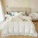 Elegant Seersucker Lace Ruffle Bedding Set