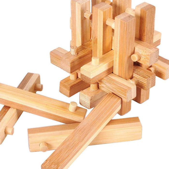 Bamboo Kong Ming Lock Puzzle - Creative 3D Logic Challenge for Kids