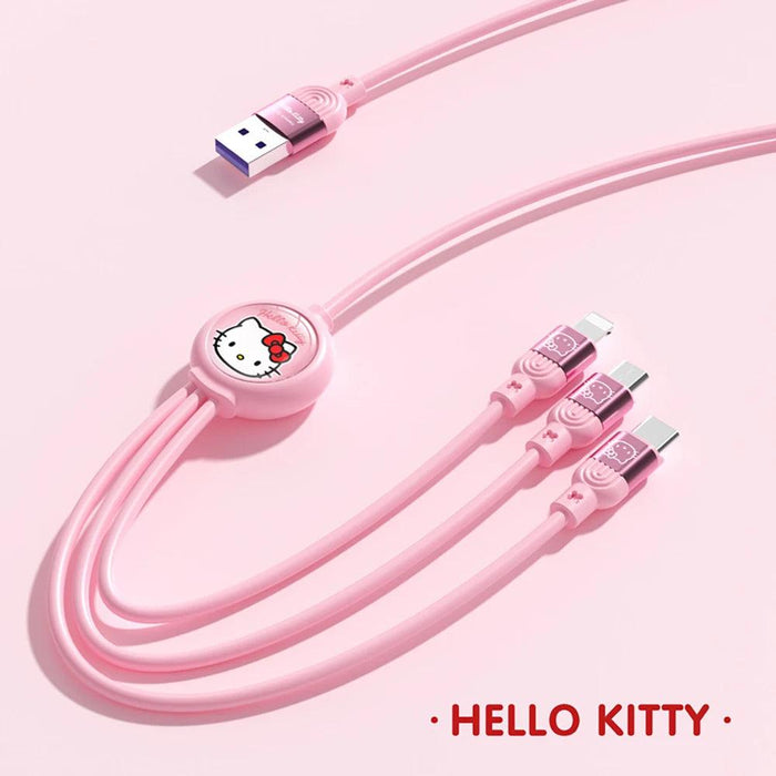 Sanrio Kuromi & Friends 3-In-1 Charging Cable - Adorable Anime Characters USB Cord for Huawei, iPhone, Xiaomi - Durable & Perfect for Gifting