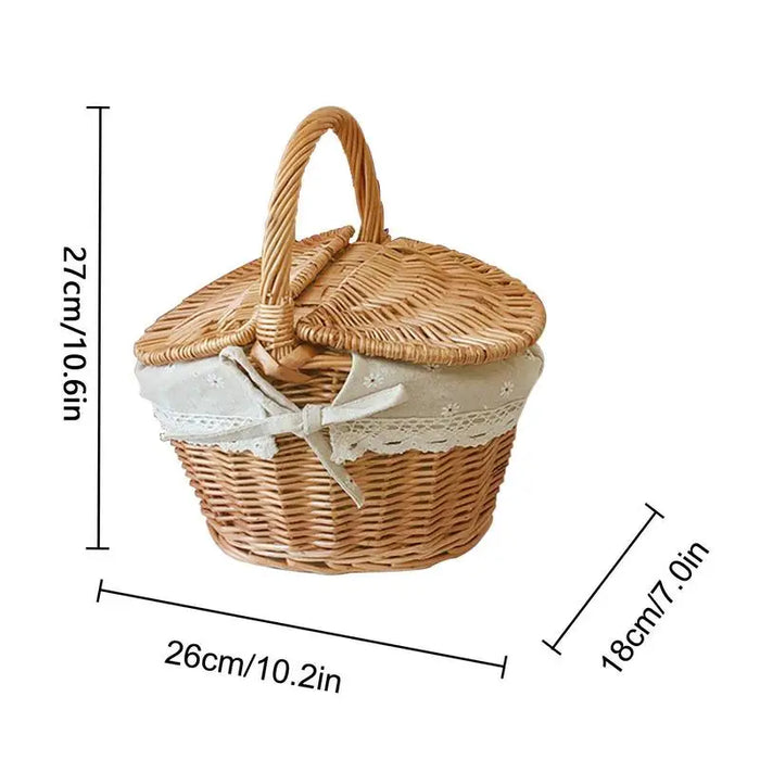 Oversized Handcrafted Wicker Picnic Basket with Dual Access Lids - Elegant Storage Solution