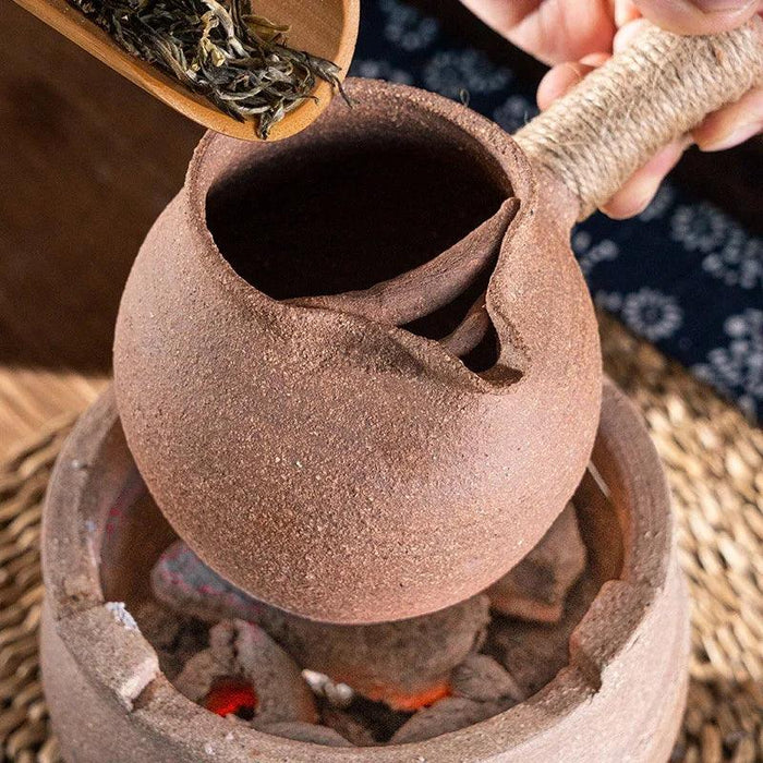 Handcrafted Clay Tea Set with Unique Justice Cup for Artful Brewing