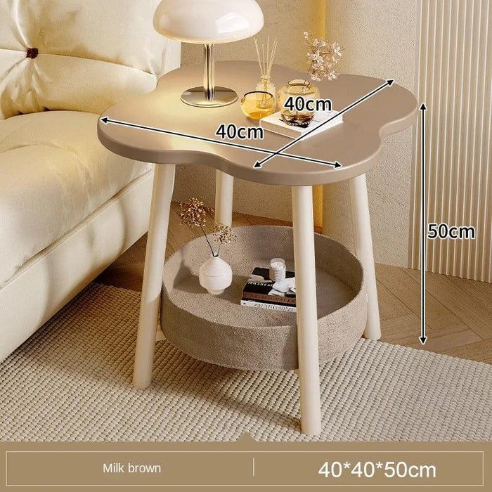 Clover-Shaped Double Tier Storage Coffee Table for Living Room and Balcony