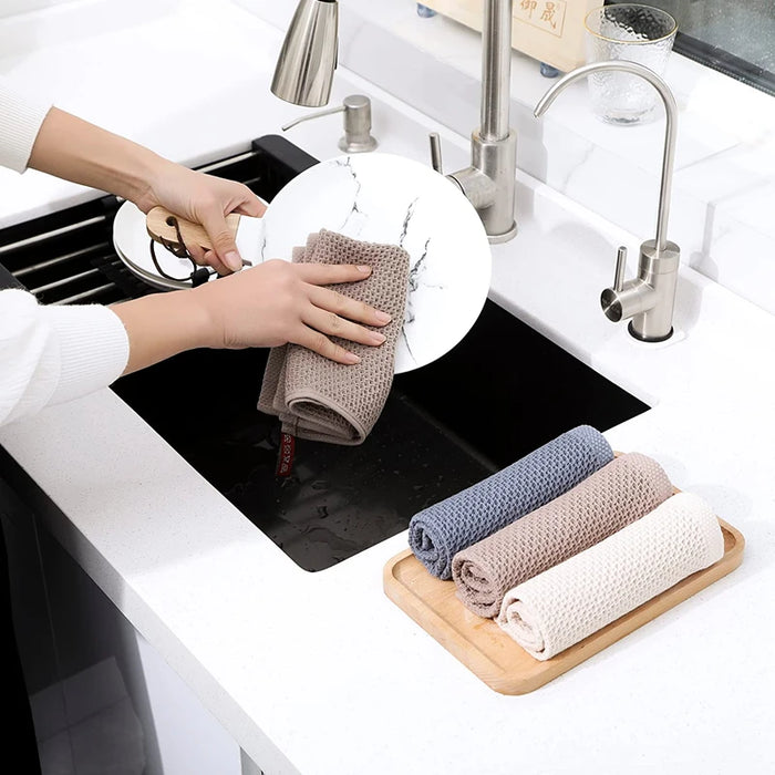 Eco-Friendly Cotton Cleaning Towels - Set of 5 Ultra-Absorbent Kitchen Cloths