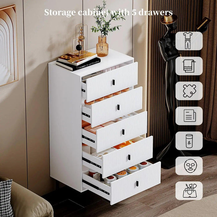 Sleek Modern 5-Drawer Dresser with Stylish Metal Legs - Perfect Storage for Any Room