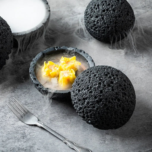Volcanic Eruption Porcelain Bowls Set for Modern Gastronomy