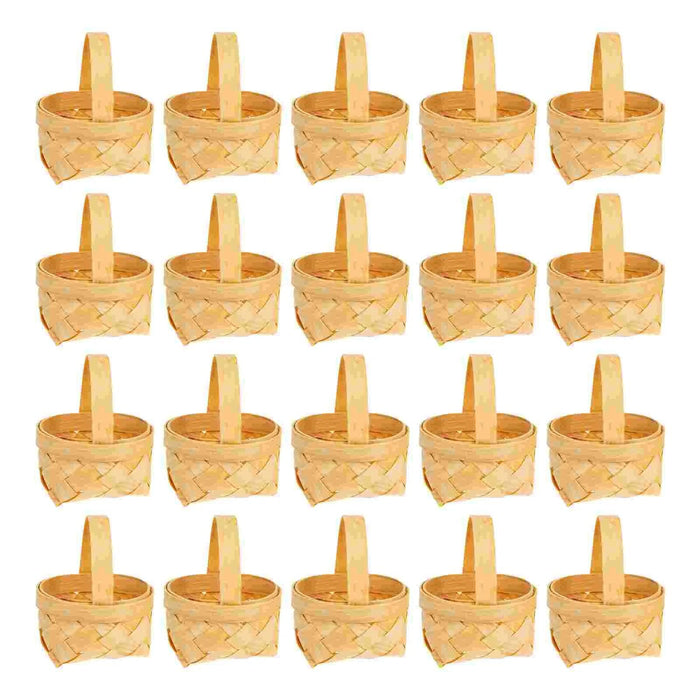 Set of 20 Delightful Miniature Woven Wooden Baskets for Celebratory Occasions