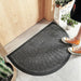 Superior Slip-Resistant Black and Gray Half Moon Outdoor Entryway Rug