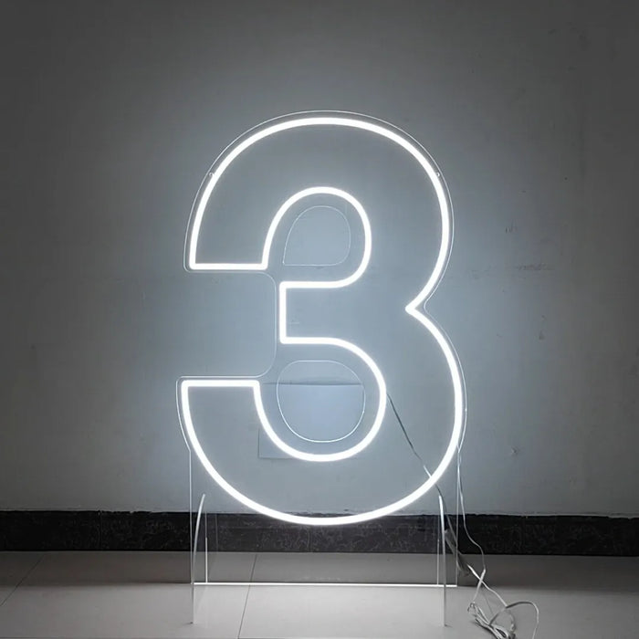 Customizable Neon LED Number Sign Set - Illuminated Decor for Events and Home