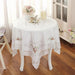 Embroidered Floral Lace Cotton Table Cover - Elegant White Tablecloth for Dining and Coffee Tables in European Style