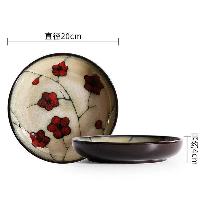 Handcrafted Plum Blossom Japanese Ceramic Dining Set - Elegant Plates and Bowls for Stylish Home Decor