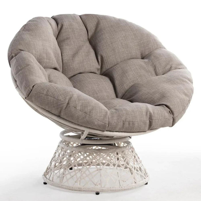 Luxurious 360° Swivel Wicker Papasan Chair with Plush Cushion and Metal Frame