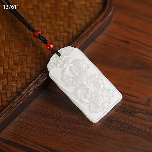 Natural 100% real white hetian jade carve Kowloon Guanyin Bless peace pendant necklace jewellery for men women gifts luck
