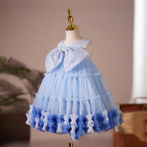 Elegant Baby Baptism Dress with Bow and Sequins for Special Occasions