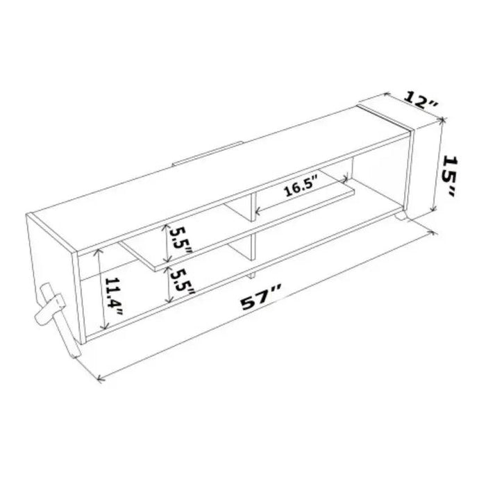 Modern 57-Inch Walnut TV Console with Open Storage and Retro Legs