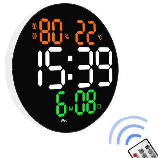 Stylish 10" or 12" Digital LED Wall Clock with Dual Alarms, Temperature Display, and Calendar for Modern Home Decor