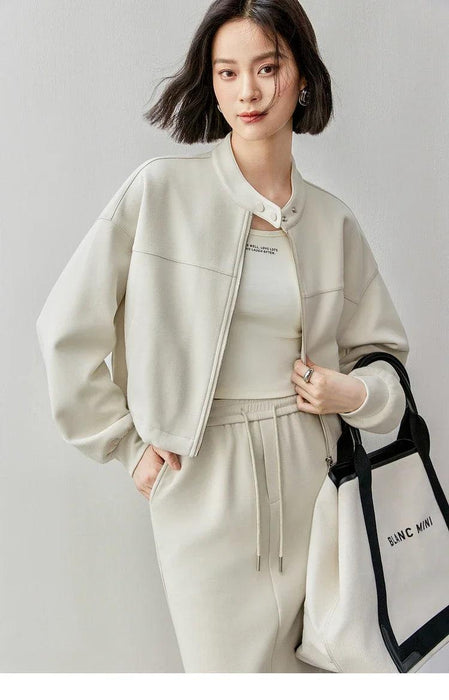 Women's Chic Autumn Knit Jacket and Skirt Set