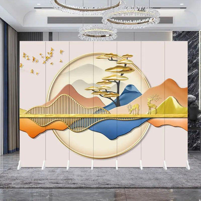 Contemporary Dual-Sided Mobile Folding Screen for Stylish Space Division