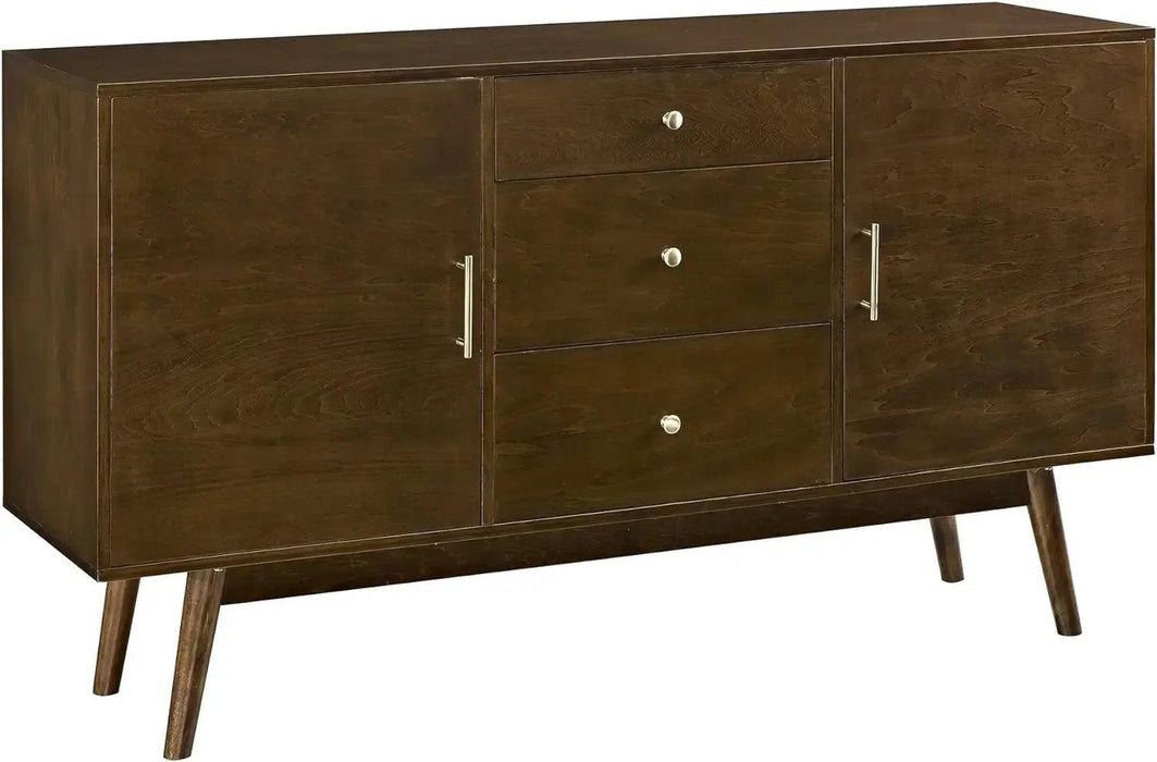 Walnut-Enhanced 60" Mid-Century Modern Entertainment Center with Storage Drawers and Cabinet