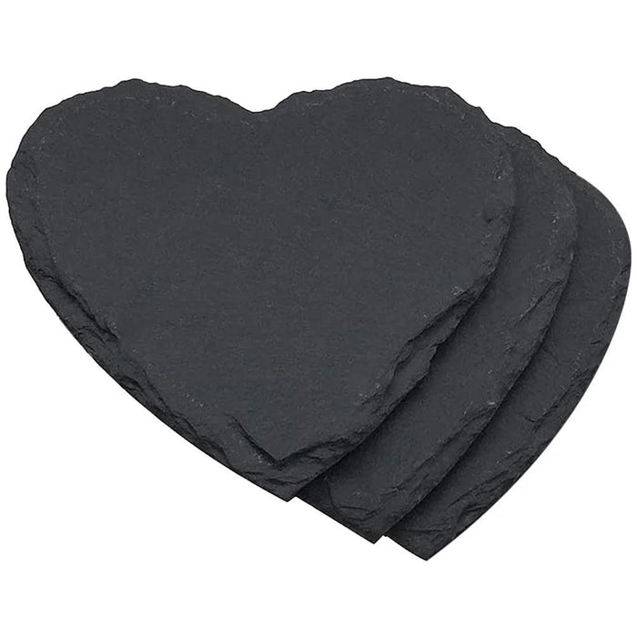 Charming Natural Slate Heart-Shaped Serving Tray Set for Culinary Delights