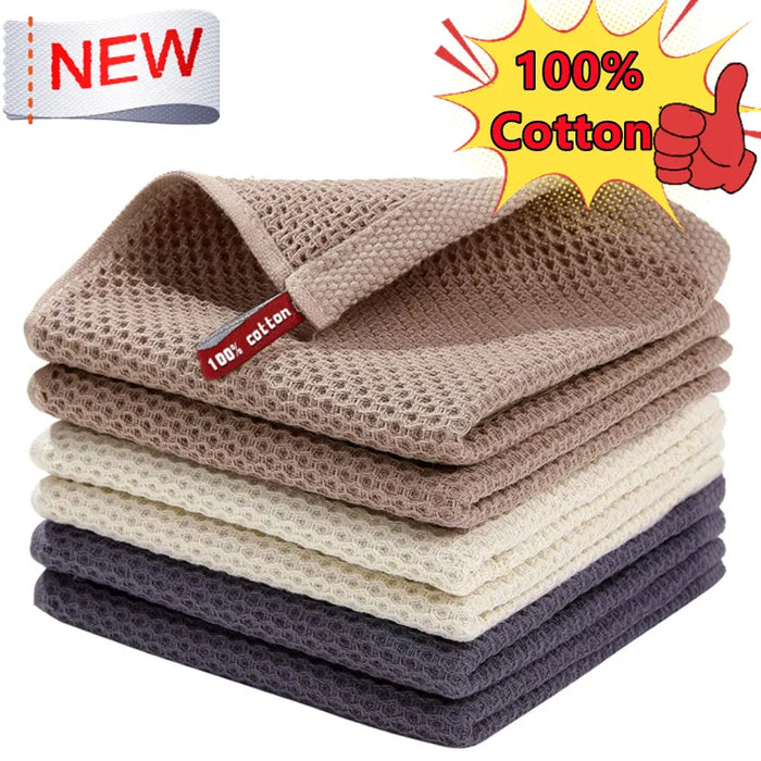 Eco-Friendly Cotton Cleaning Towels - Set of 5 Ultra-Absorbent Kitchen Cloths