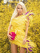 Sunshine Yellow Feathered One-Shoulder Bodycon Dress