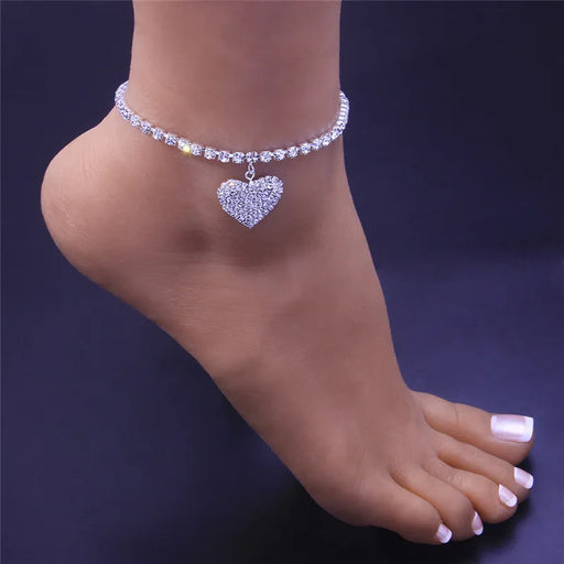 Sparkling Rhinestone Anklets - Elegant Silver/Gold Leg Adornments for Stylish Events