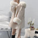 Elegant Women's Wool Blend Winter Coat with Fox Fur Trim and Cashmere Lining