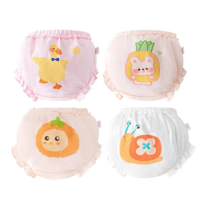 4-Pack Soft Cotton Cartoon Underwear for Baby Girls, Breathable Kids Panties for Ages 1.5-5 Years