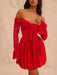 Chic Off-shoulder Backless Red Mini Dress for Women