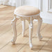 Elegant Silver White Leather Vanity Stool with European Flair