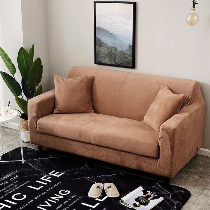 Luxurious Thick Velvet Stretch Sofa Cover - Cozy Elastic Protector for Your Couch