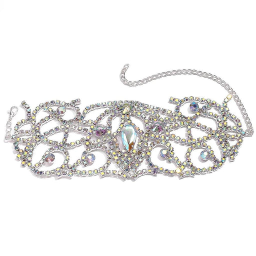 Radiant AB Color Rhinestone Armlet with Chain for an Enchanting Dance Performance