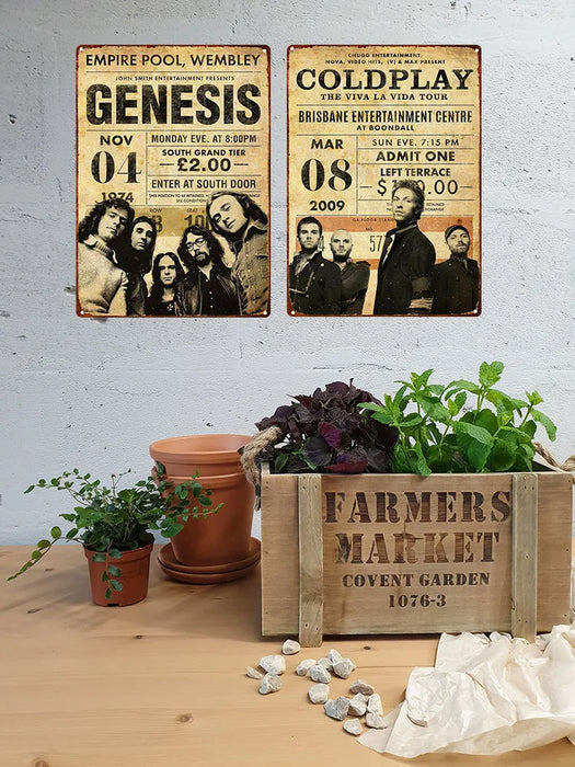 Vintage Rock Icons Metal Wall Art - Nostalgic Decor for Music Lovers and Man Caves