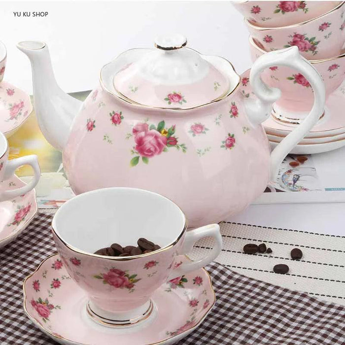 Elegant 15-Piece Bone China Afternoon Tea Set – Luxurious European Teaware Collection