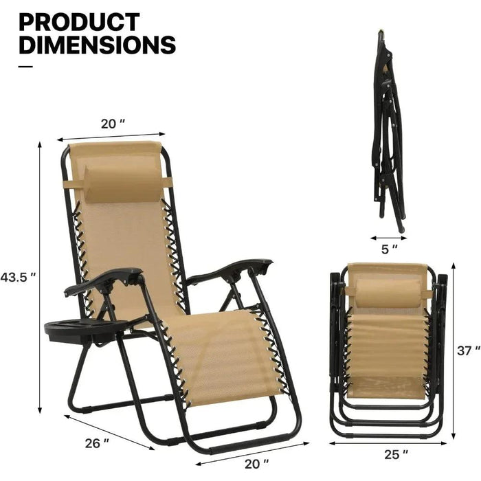 Luxury Outdoor Recliner with Cup Holder and Neck Support