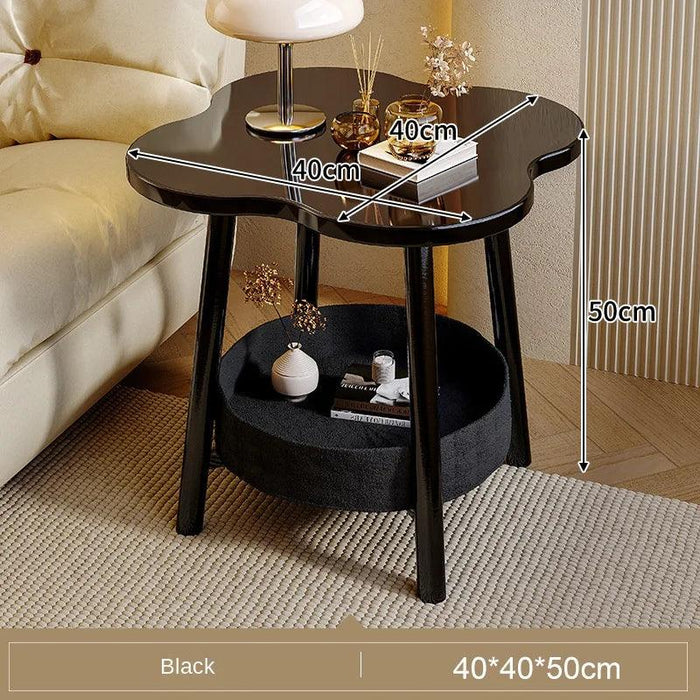 Clover-Shaped Double Tier Storage Coffee Table for Living Room and Balcony