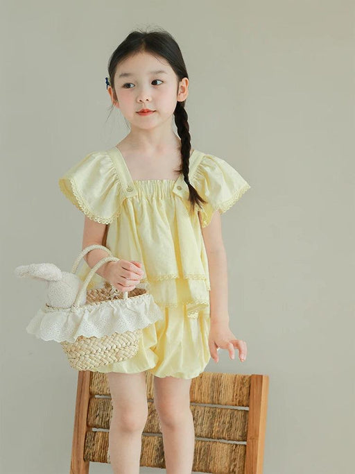 Chic Summer Lace Top and Shorts Set for Girls - Fashionable Casual Outfit