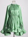 Chicever Women's Stylish Ruffled Mini Dress with High Neck, Spring 2024 Collection