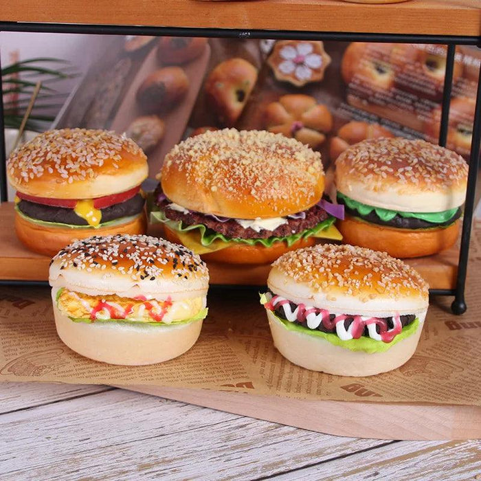 Lifelike Hamburger Cake Replica for Home Decor and Photography - 1PC PU+PVC Fake Food Prop