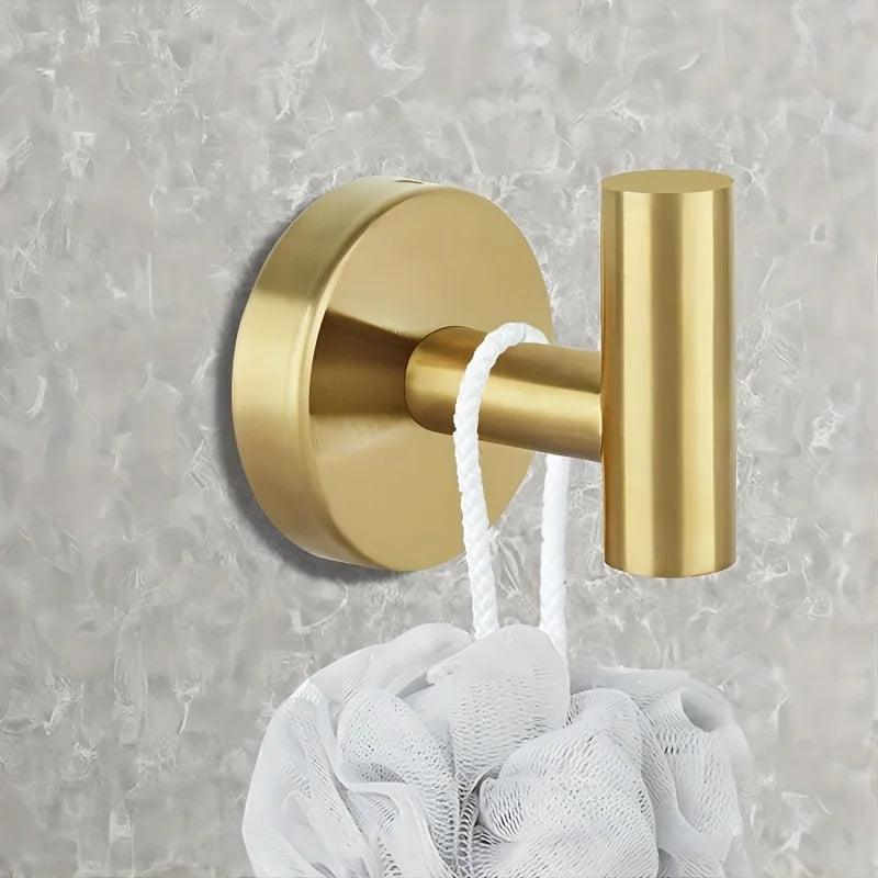 Set of 4 Opulent Gold Stainless Steel Towel Hooks for Stylish Bathroom Organization