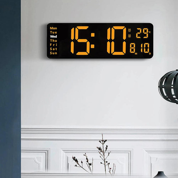 Oversized LED Digital Clock with Temperature, Calendar, and Dual Alarm Features for Modern Home and Office