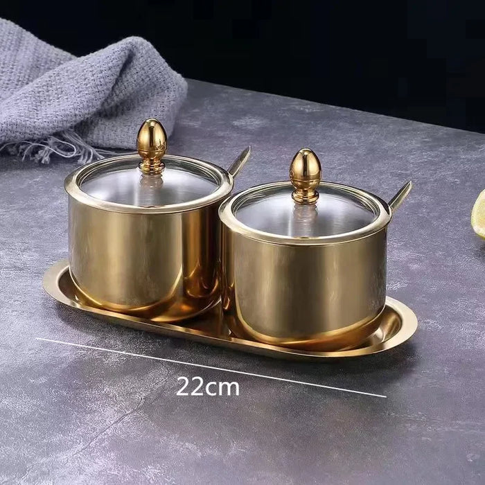 Elegant Stainless Steel Condiment Set with Wasabi Tray - Ideal for Hotpot, Dips, and More