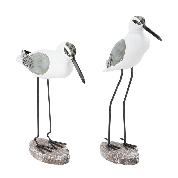 Coastal Bliss Wooden Seabird Figurine Set - Elegant Nautical Accents for Beachy Home Interiors