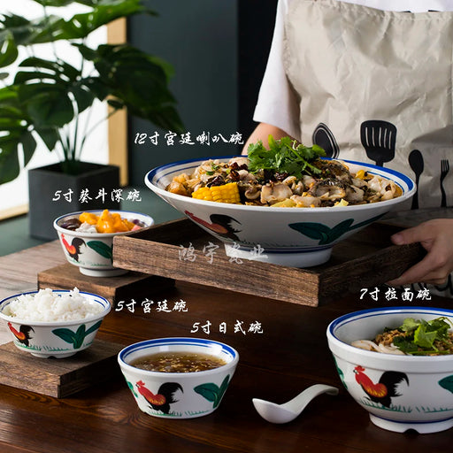 Set of 10 Luxurious Unbreakable Porcelain Noodle Bowls: Elevate Your Dining Experience