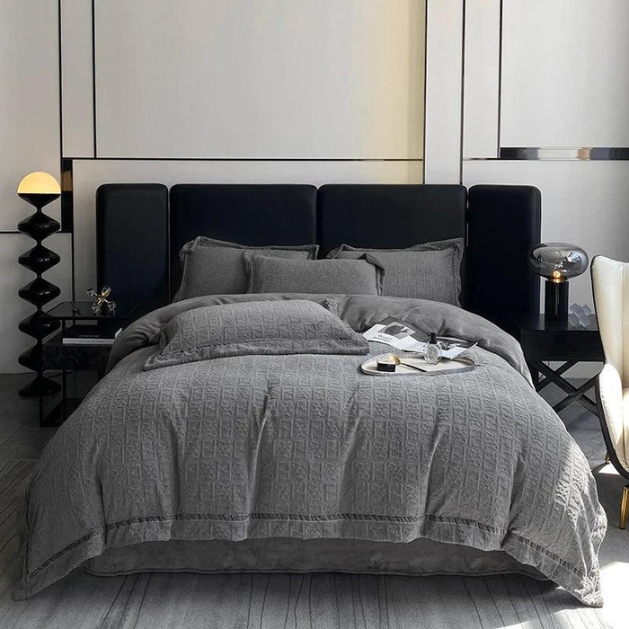 3D Plush Velvet Queen Duvet Cover Set of 4 pcs