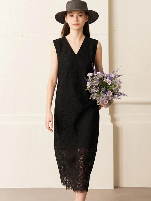 Chic Sleeveless A-Line Lace Dress for Effortless Summer Elegance