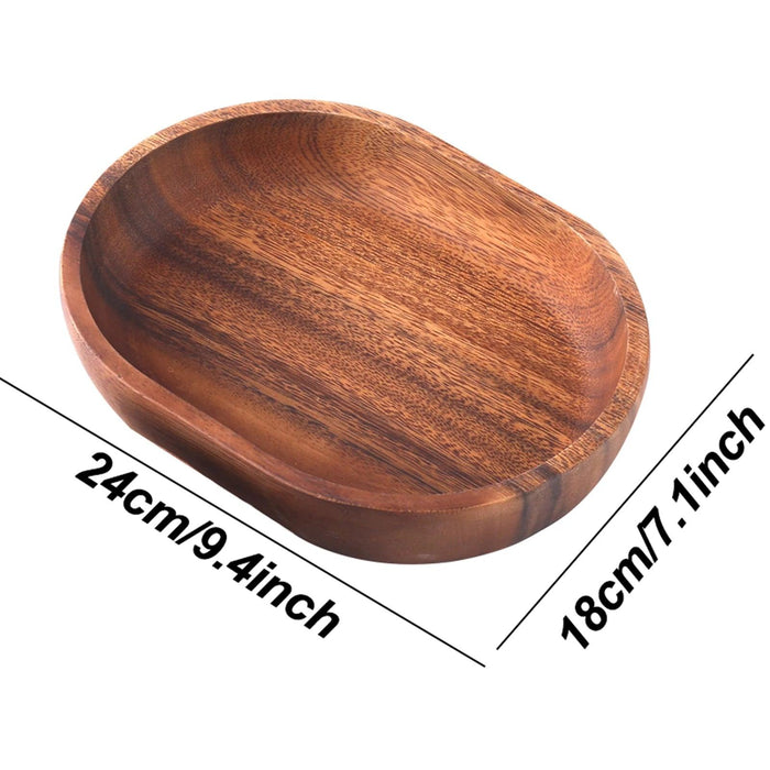 Acacia Wood Bowl Trio - Elegant Oval Serving Dishes for Salads, Fruits, and Desserts