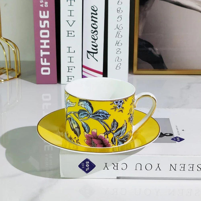 Vintage Elegance Couple's Ceramic Cup and Saucer Set - Perfect for Home and Office Enjoyment