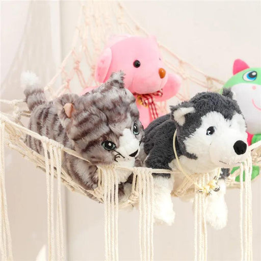 Bohemian Stuffed Animal Hanging Storage Hammock - Wall Mounted Toy Organizer